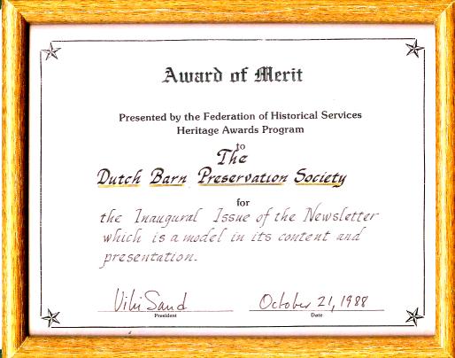 Award certificate