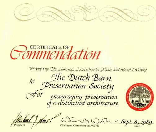 Award certificate
