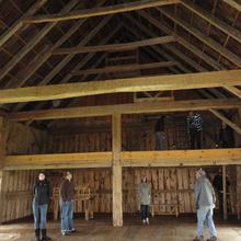 Exploring one of the barns at NipMoose